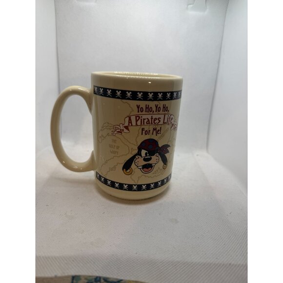 Disney Mickey Mouse Pirate Ceramic Mug Treasure Map Design Beige - Picture 6 of 6
